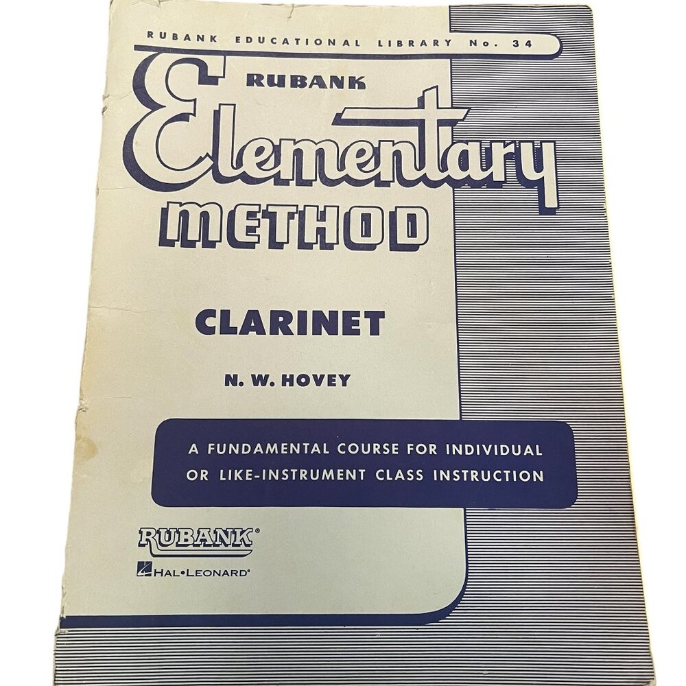 Rubank Elementary Method For Clarinet No. 34 Vintage Sheet Music N.W. Hovey The